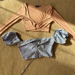 Nasty Gal crop top and Pretty little thing crop top